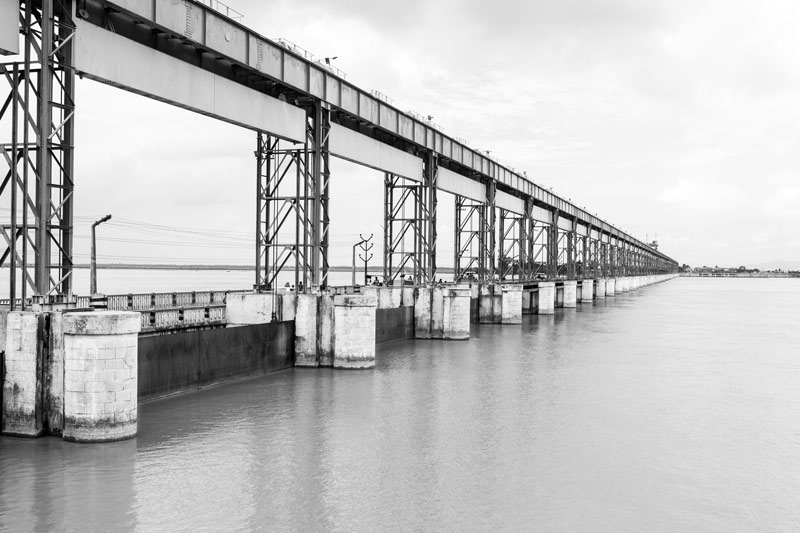 Kosi Barrage near Birpur in Bihar - one of the first dams  to be constructed in independent India that enabled Green Revolution